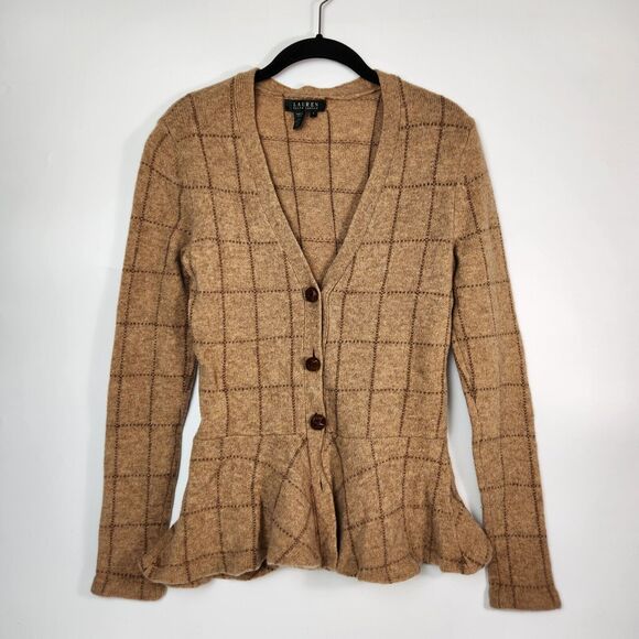 Lauren Ralph Lauren Sweater Womens S Lambs‎ Wool Light Academia Preppy Neutral - Picture 1 of 11
